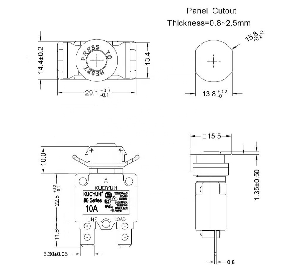 13A Bakelite Thermal Switch Circuit Breaker Overload Protector Air Compressor Switches With Waterproof Cover Cap