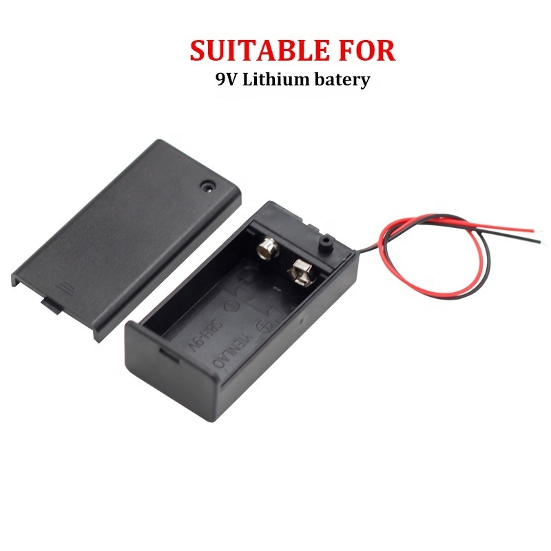 Heavy Duty ABS Plastic Single Pole 9V Battery Box Guitar 9V Battery Holder With Wire Leads and ON OFF Switch