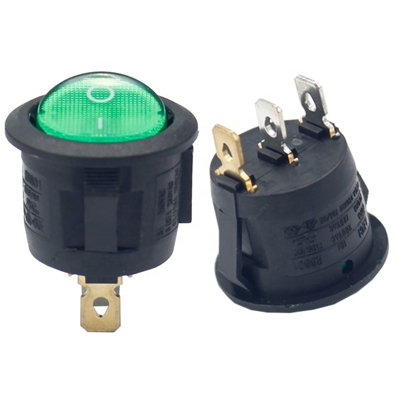 Leci RS601 250V 6A SPST on off green light  rocker switches