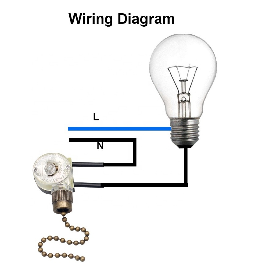 Zing Ear 125V 6A ZE-109  Pull Chain Ceiling Fan Reversing Brass Light Switches With Wires