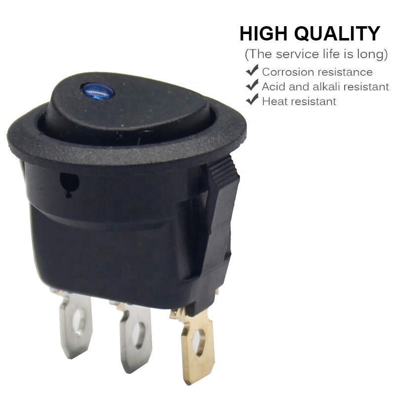 12V DC Rocker Switch LED Dot Light Car Boat Round ON/OFF SPST Switch Illuminated Light Toggle Switch