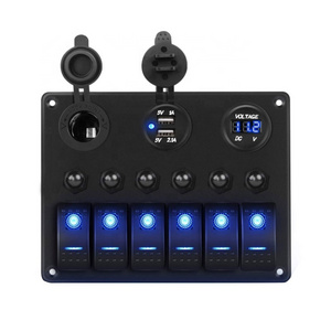 12V 24V Waterproof 6 Gang Led Light Rocker Switch Panel for Car RV Offroad SUV Marine Boat