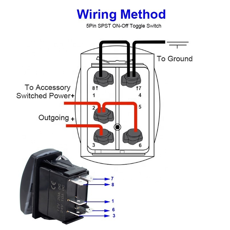 12V 20A  On Off Dual Blue Led Light Bar Symbol Waterproof Toggle Laser Marine Rocker Switch For Car Boat Marine RV