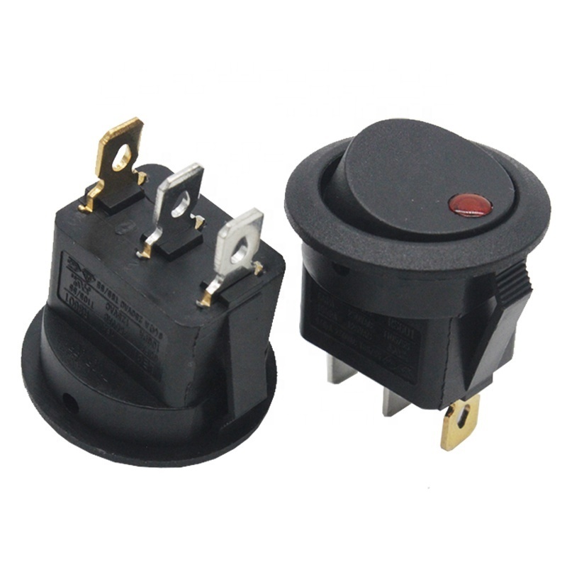 LED Illuminated on off switch 3 pins ON-OFF marine 12V rocker switch boat mini round  rocker switches