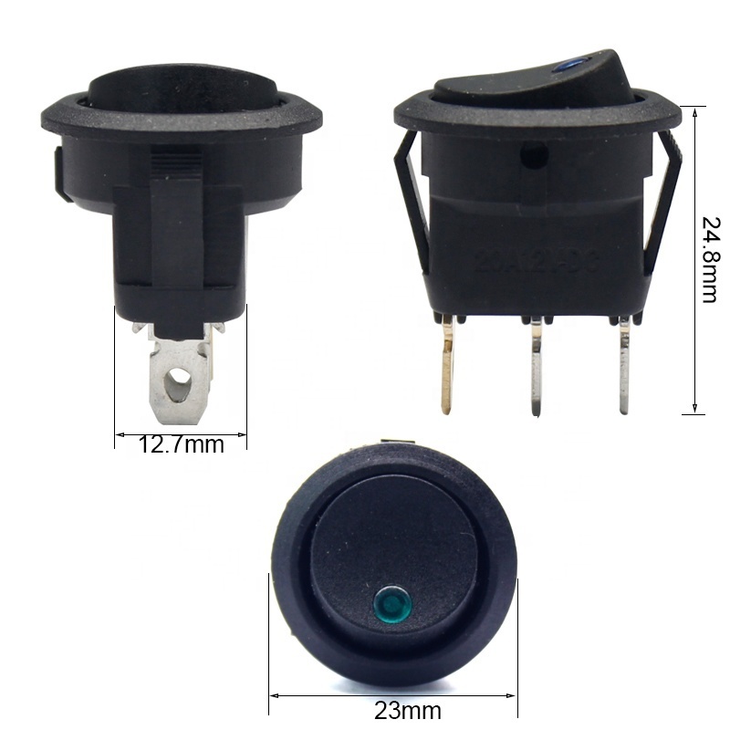 20A 12v carling marine 3 pin mini led  KCD1 round  rocker switch