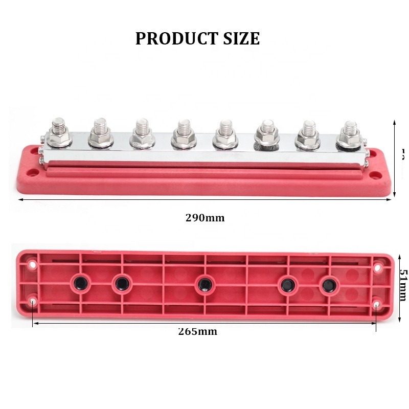 600A Heavy Duty Power Ground Distribution Block 48V DC Busbar Terminal Studs for Battery Marine