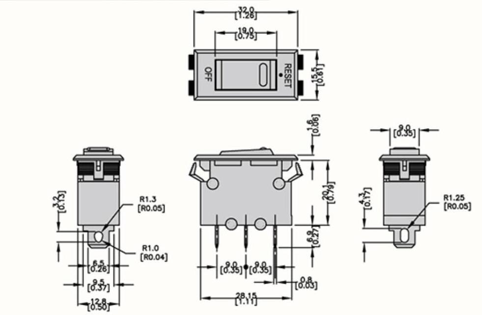 Approach ss-001  black 10A rocker switch overload current protector trip free circuit breaker