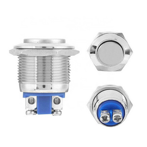 Waterproof 19mm Flat Shape Screw Terminal Metal Push Button Switch