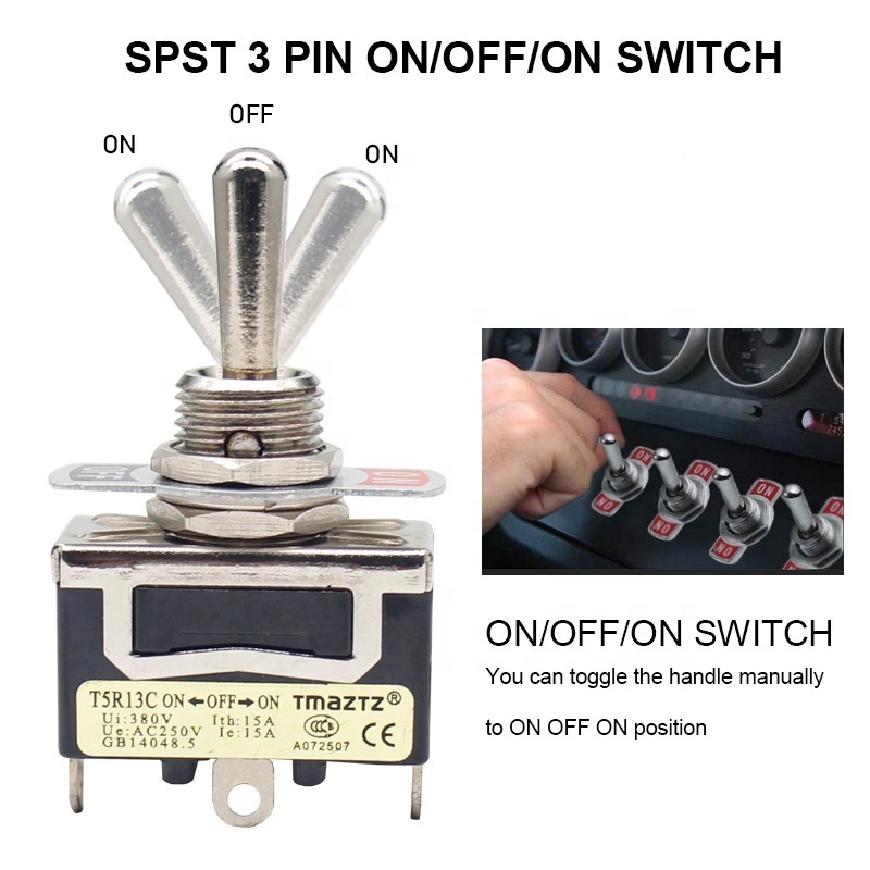 18mm spring return toggle switch 3 way on off on momentary gold handle toggle switches rocker switches