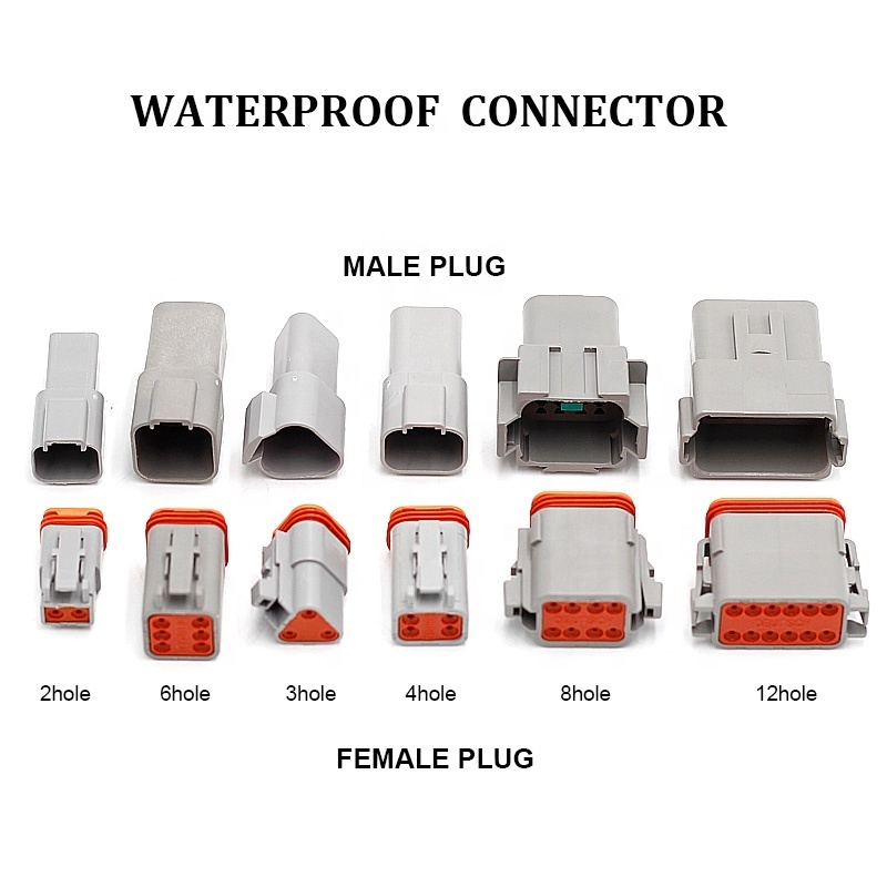 22-16AWG DT Series 2 pin to 3 4 5 6 8 12 pin Waterproof Male Female Deutsch Automotive  Connector