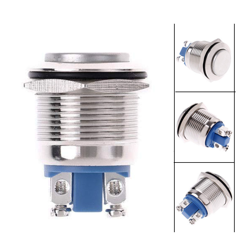 Waterproof 19mm Flat Shape Screw Terminal Metal Push Button Switch