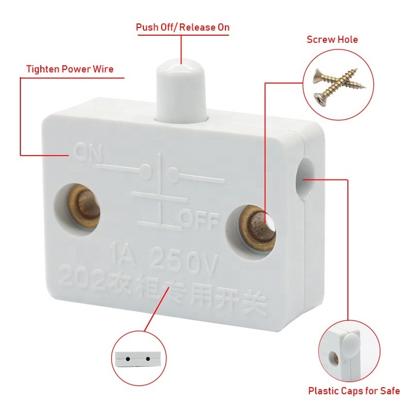 Cabinet wardrobe door light control switch Normally open function power switch Parts refrigerator door switch