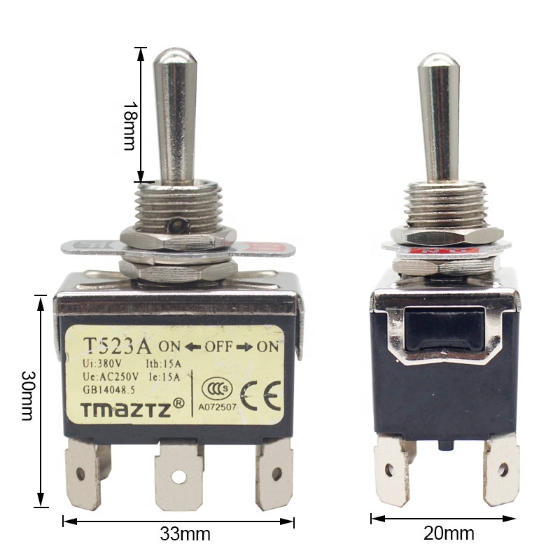 Waterproof IP67 250V 15A  ON OFF ON DPDT metal Toggle Switch