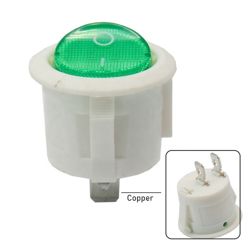 KCD1-105 3 pins green white round rocker switch