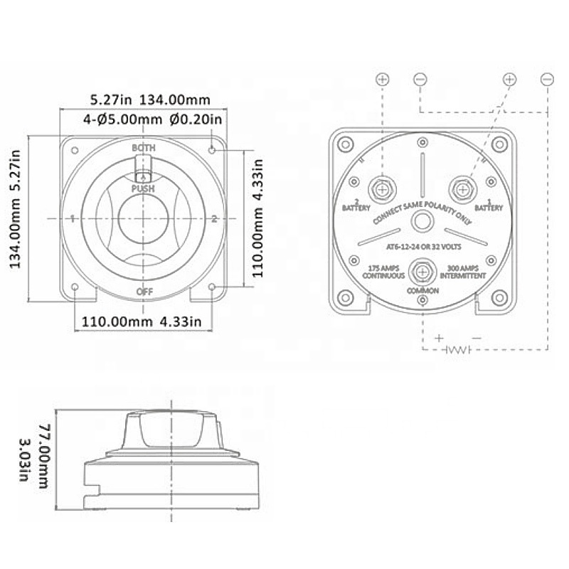 12-36V 175A Battery Switch  BOTH/Off Dual Battery Isolator Selector Switch for Boat/RV/Caravan/Yacht