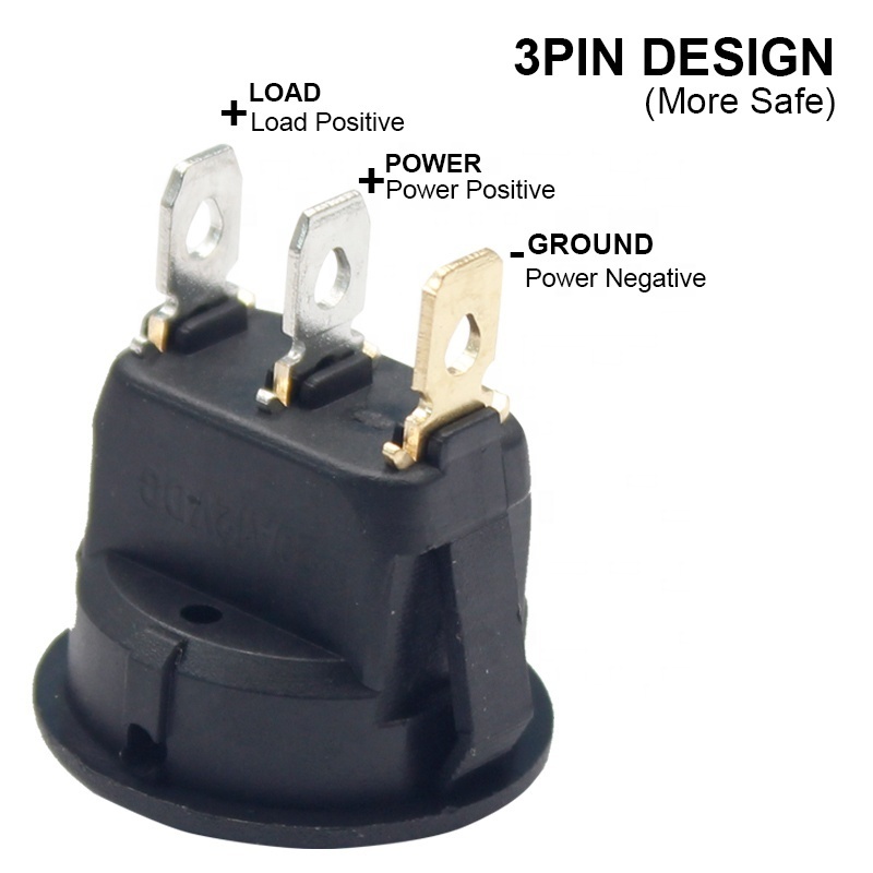 20A 12v carling marine 3 pin mini led  KCD1 round  rocker switch