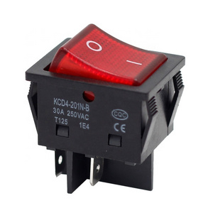 Large Size Large current 4PIN On Off Red Light Welding Machine KCD4  Heavy Duty  30A Rocker Switch