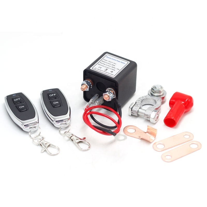 12V 200A Anti-Theft Car Kill Remote Battery Disconnect Switch with Two Wireless Remote Control Relay Fobs