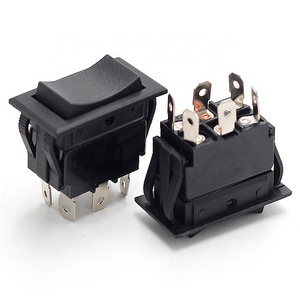 15A 250VAC KCD2 On Off On  Auto Switch Car Electric IP40 Plastic Black Snap 3 position 230V 6 pin Rocker Switch