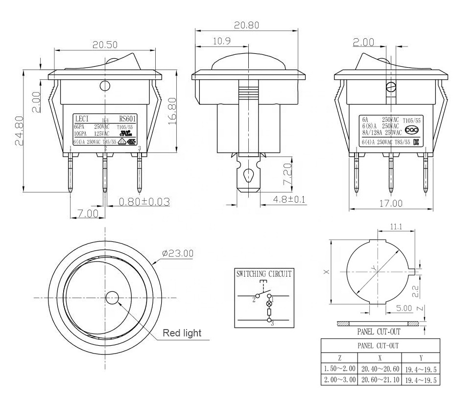 LED Illuminated on off switch 3 pins ON-OFF marine 12V rocker switch boat mini round  rocker switches