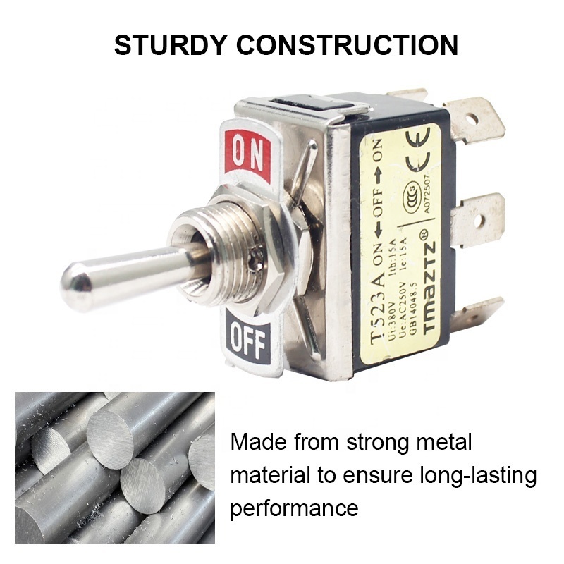 Waterproof IP67 250V 15A  ON OFF ON DPDT metal Toggle Switch