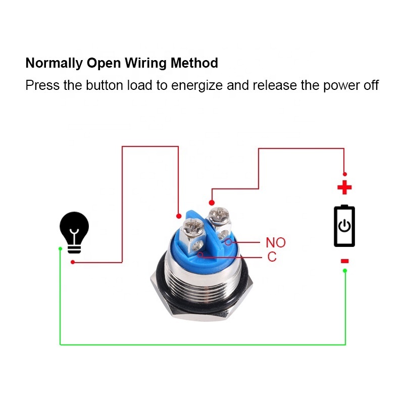 Waterproof 19mm Flat Shape Screw Terminal Metal Push Button Switch