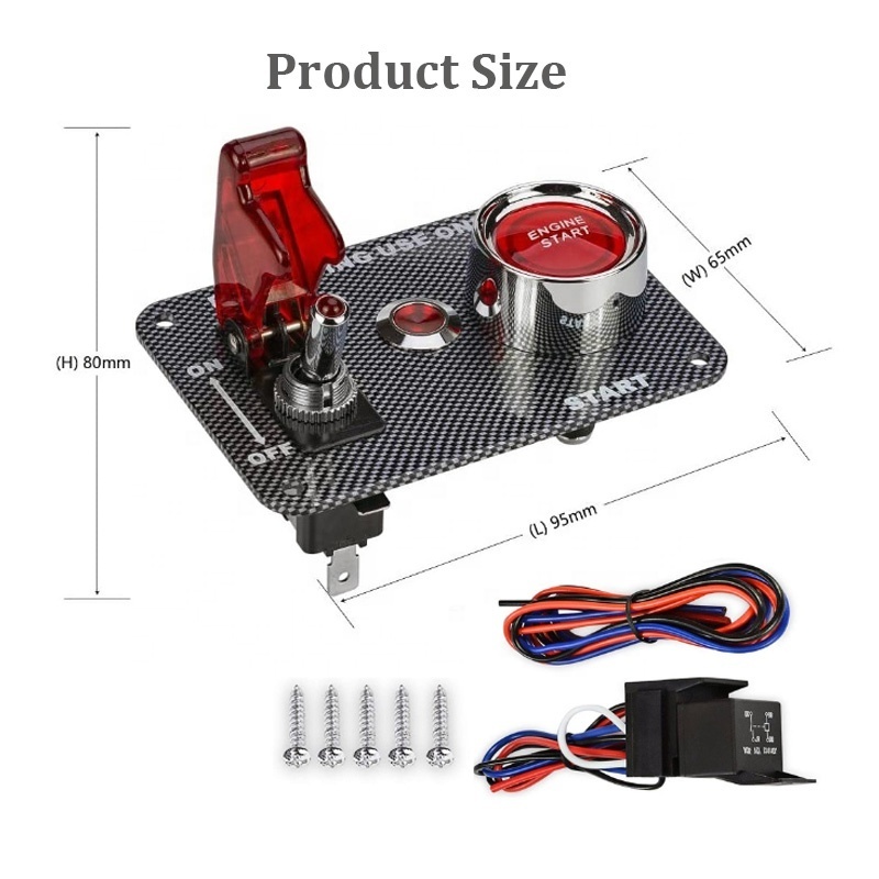 12V 24V Boat Start Racing Car Ignition Indicator Toggle Switch Panel With ENGINE START Push Button