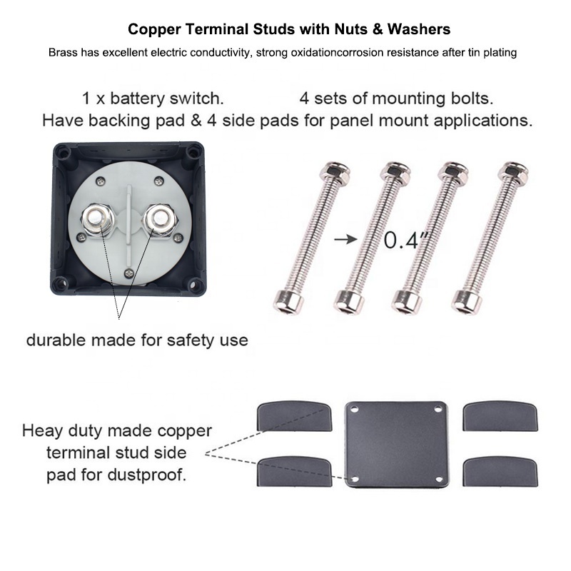 Battery Switch 12-48V Waterproof Heavy Duty Battery Power Cut Master Switch Disconnect Isolator for Car Vehicle RV and Marine Bo