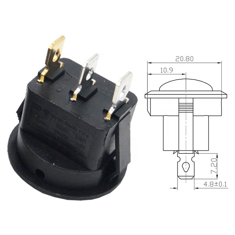 LED Illuminated on off switch 3 pins ON-OFF marine 12V rocker switch boat mini round  rocker switches