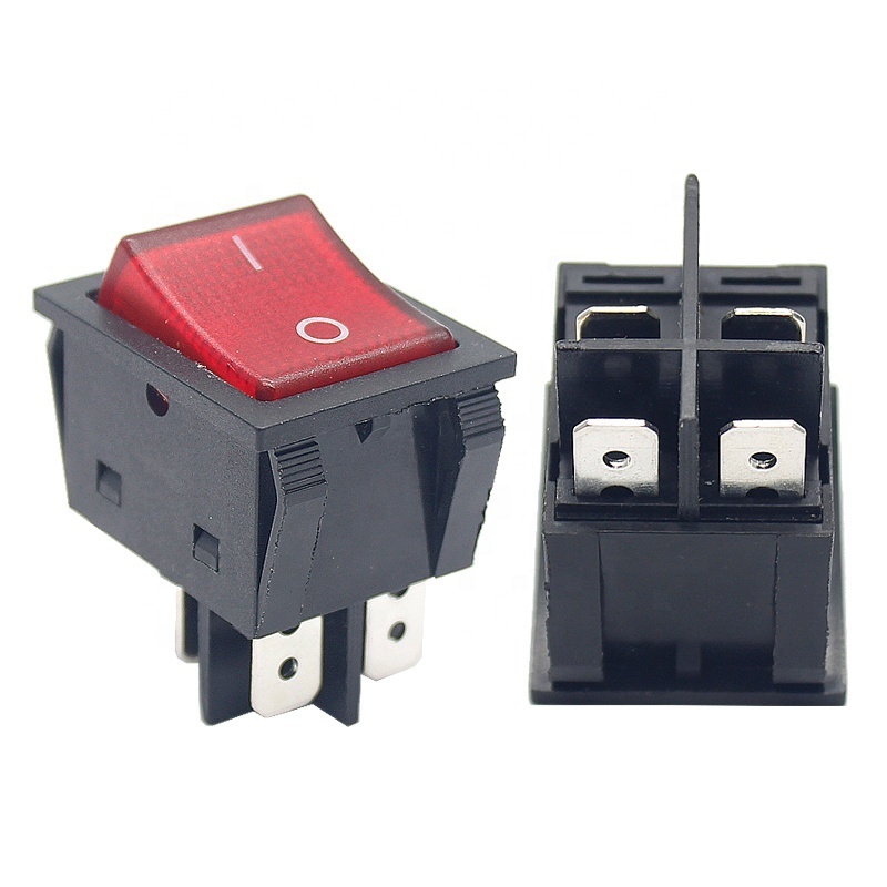 Large Size Large current 4PIN On Off Red Light Welding Machine KCD4  Heavy Duty  30A Rocker Switch