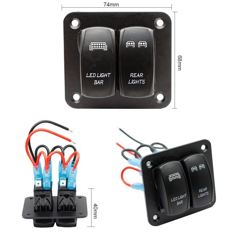 waterproof 2 gang  12V 20A automotive marine switch panel