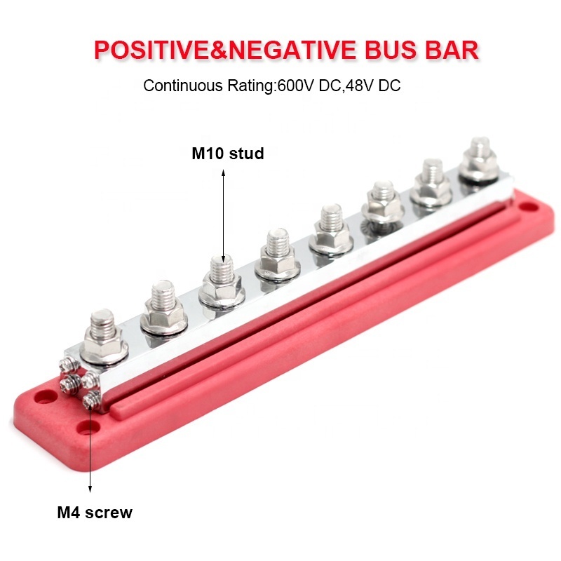 600A Heavy Duty Power Ground Distribution Block 48V DC Busbar Terminal Studs for Battery Marine