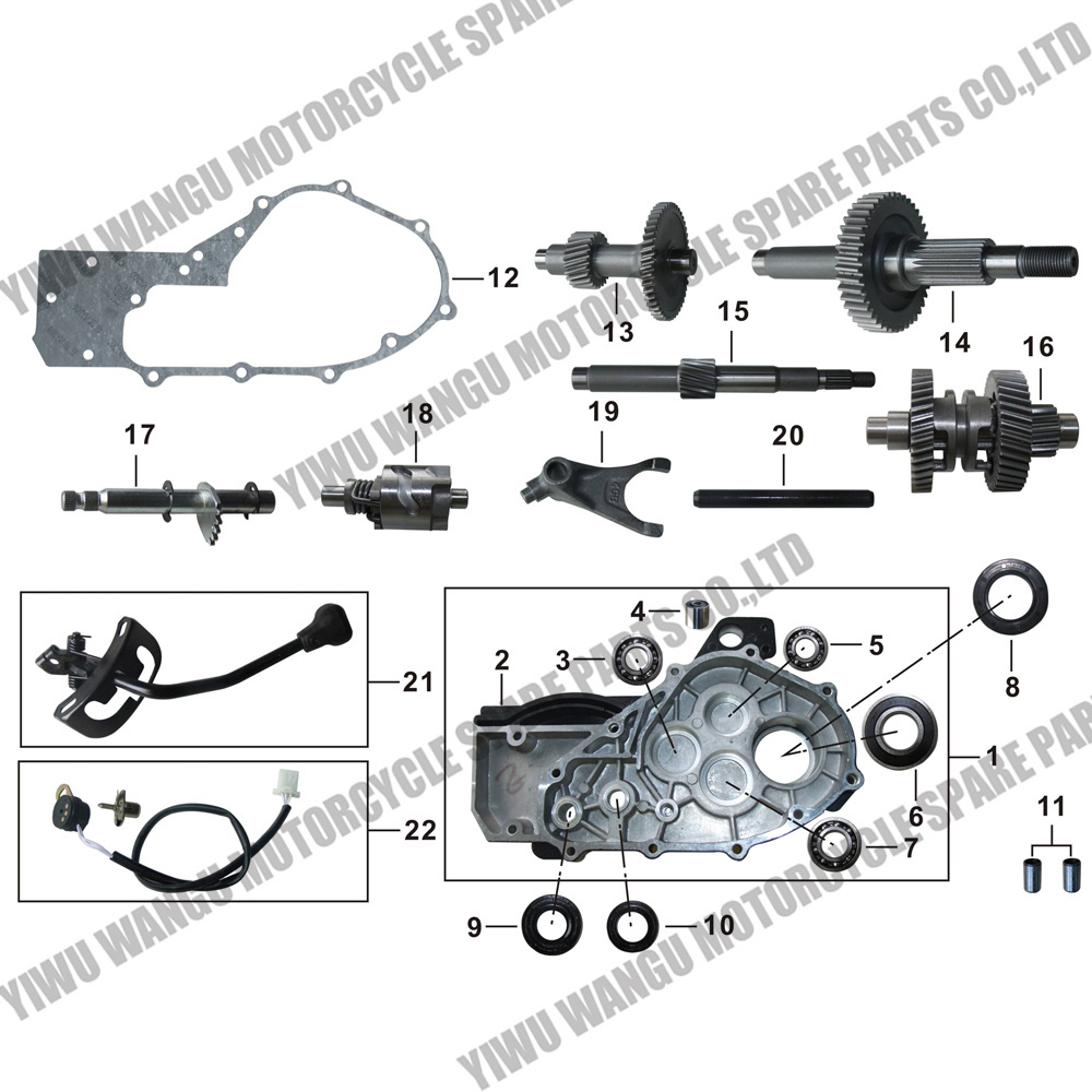 Gear Box Rear Clutch Drive Shaft  Input Shaft ATV Parts REVERSE GEAR OPERATING MECHANISM COMP for ITALIKA ATV150 ATV180