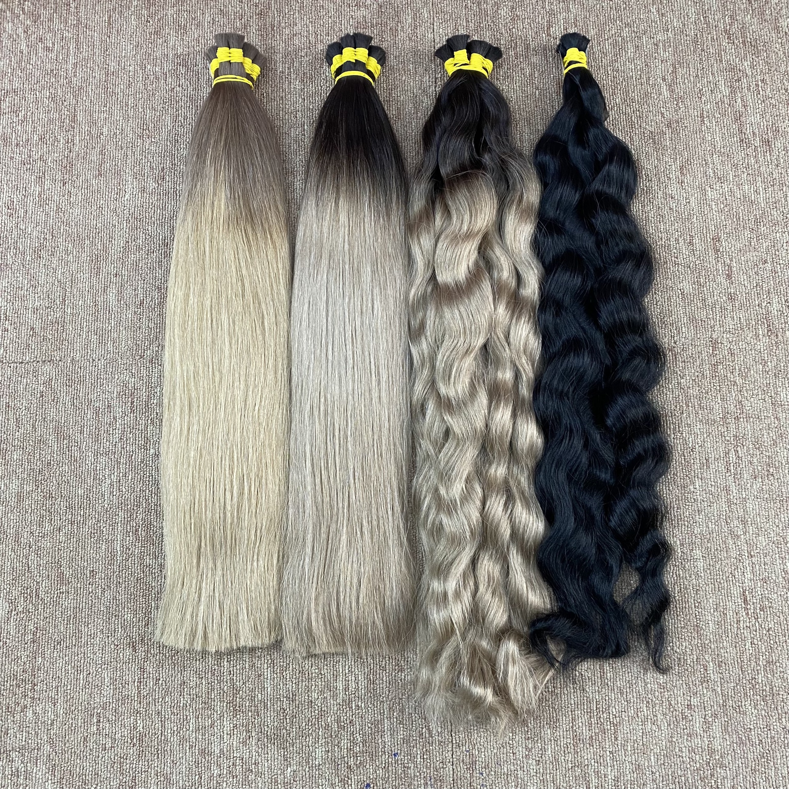 Full Cuticle Soft Virgin Remy Bulk Hair Russian Slavic Human Hair Bulk 40cm-100cm for Russia hair factories