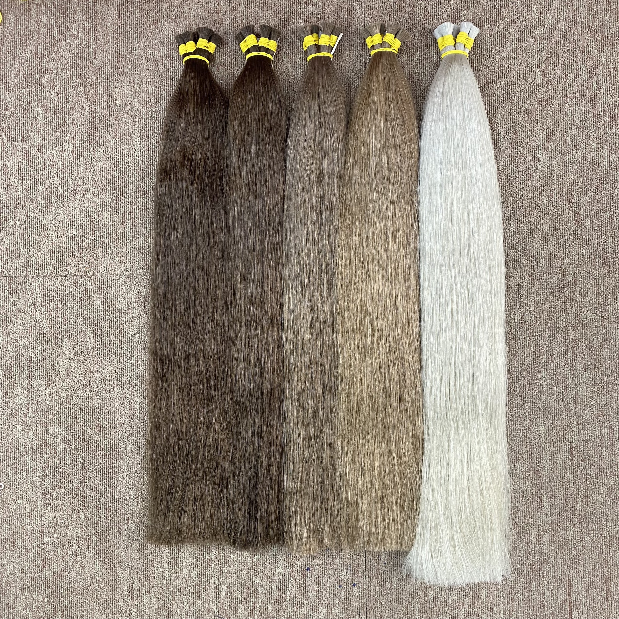 Full Cuticle Soft Virgin Remy Bulk Hair Russian Slavic Human Hair Bulk 40cm-100cm for Russia hair factories