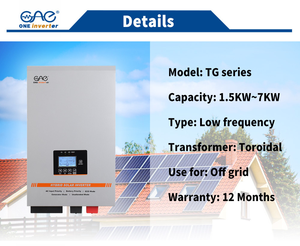 Mppt hybrid solar inverter 12V 24V 48V 1.5Kw 2Kw 3Kw 4Kw 5Kw 6Kw solar energy system