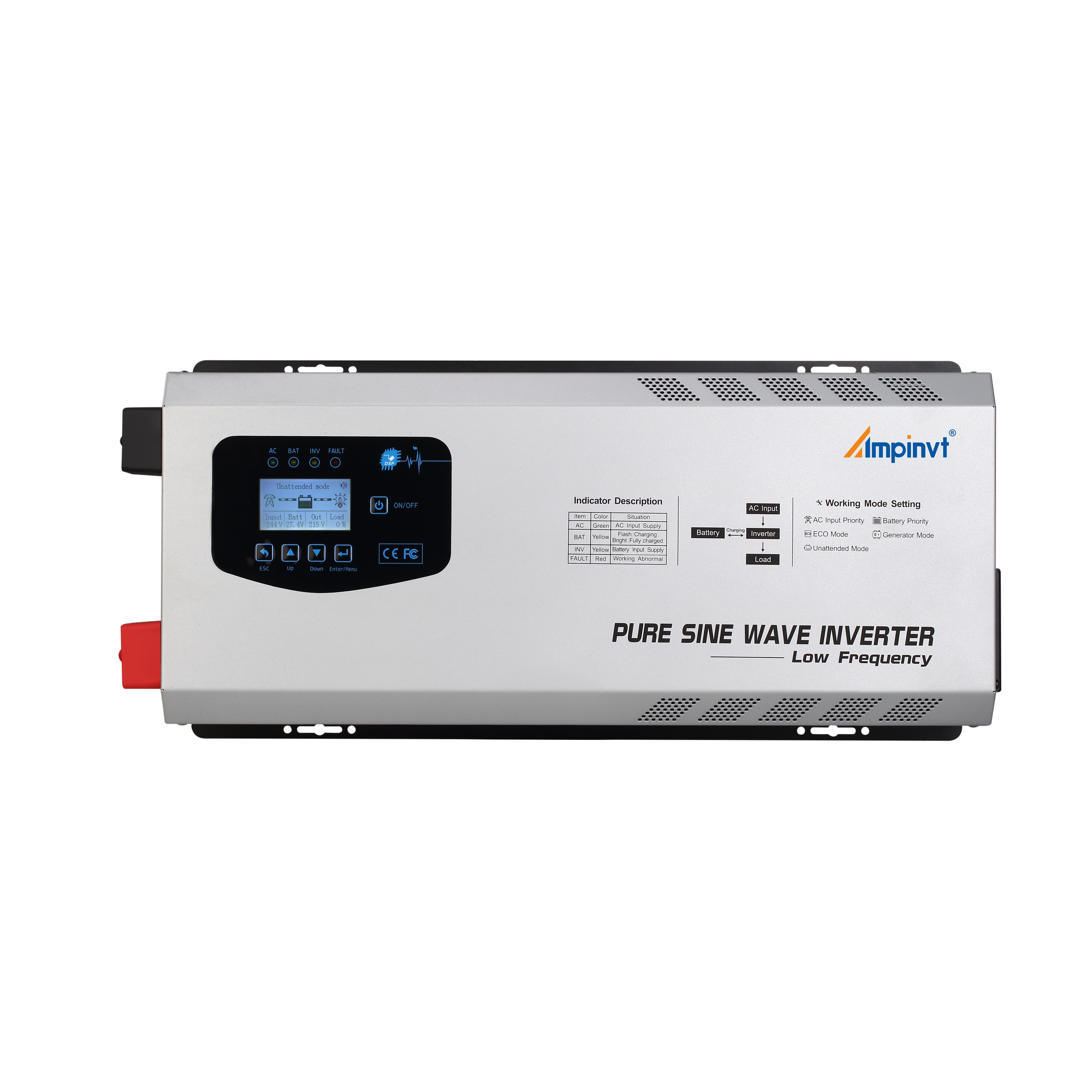 Ampinvt 1000w 2000w 3000w 5000w 6000w off grid low frequency dc ac pure sine wave inverter