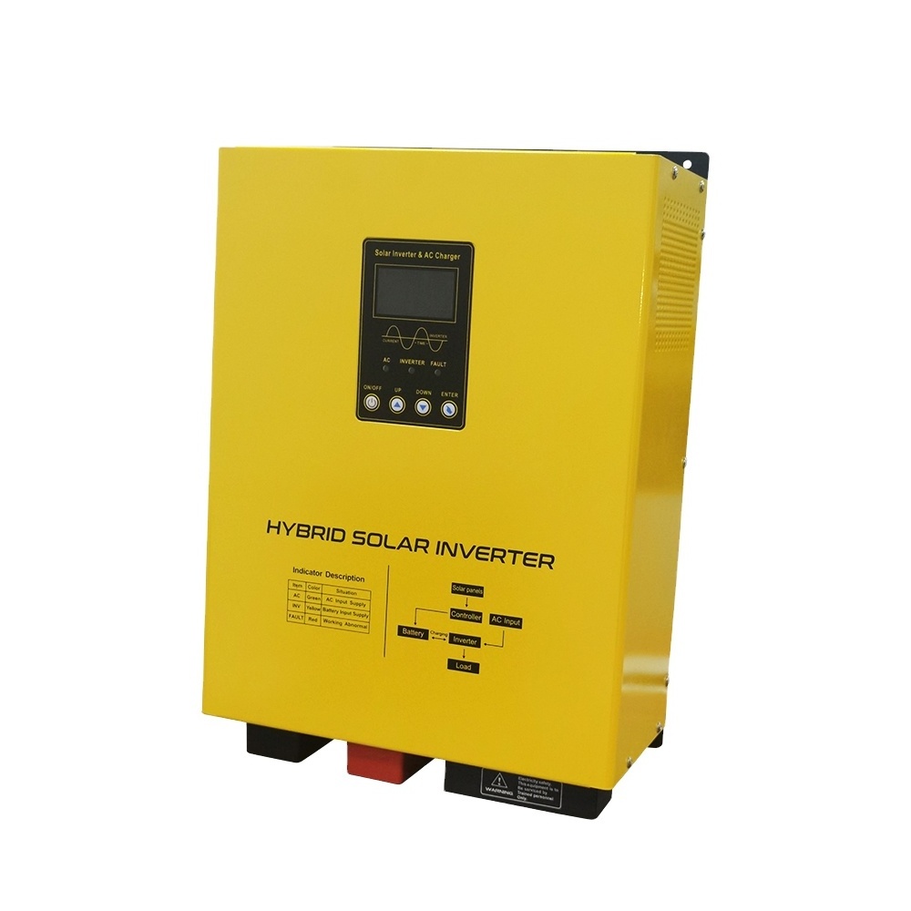 hybrid solar inverter with mppt solar charger and ac charge 1.5kw 3kw 5kw 6kw off grid pure sine wave output inverter