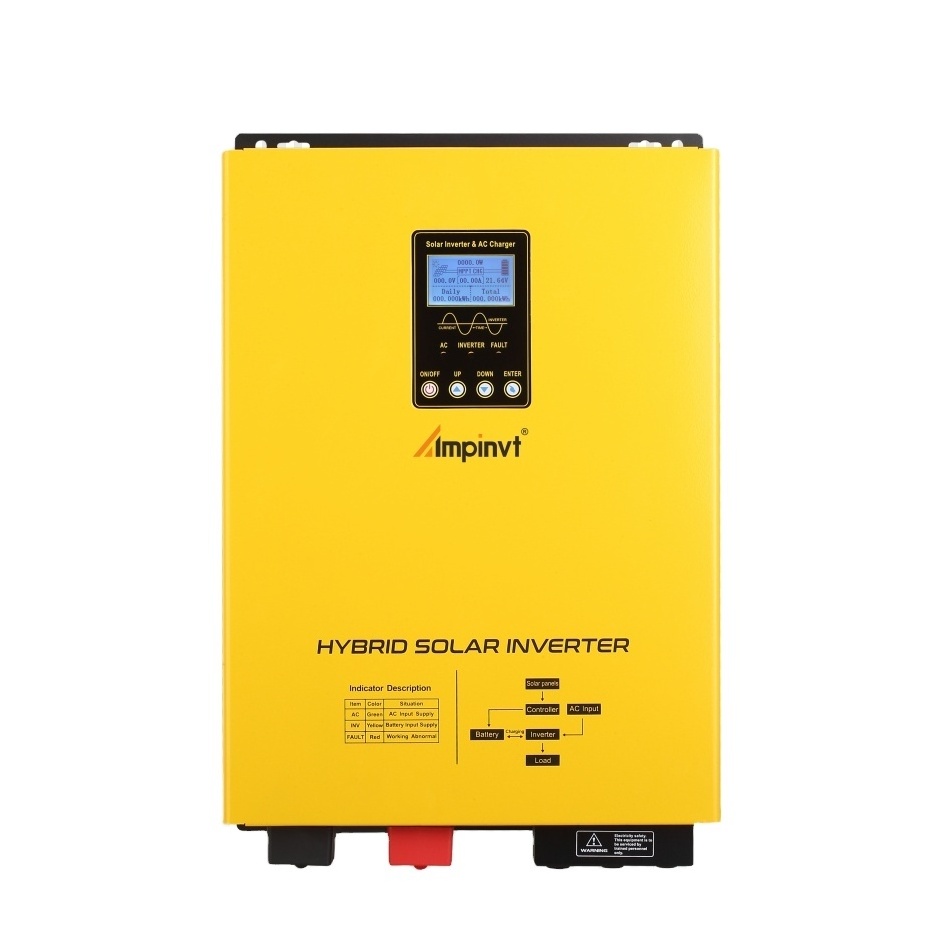 hybrid solar inverter with mppt solar charger and ac charge 1.5kw 3kw 5kw 6kw off grid pure sine wave output inverter