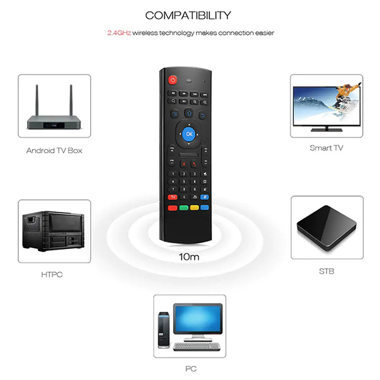 MX3 Universal air remote 2.4G wireless fly mouse mini keyboard IR learning 6 Axis Gyroscope for Android TV Box