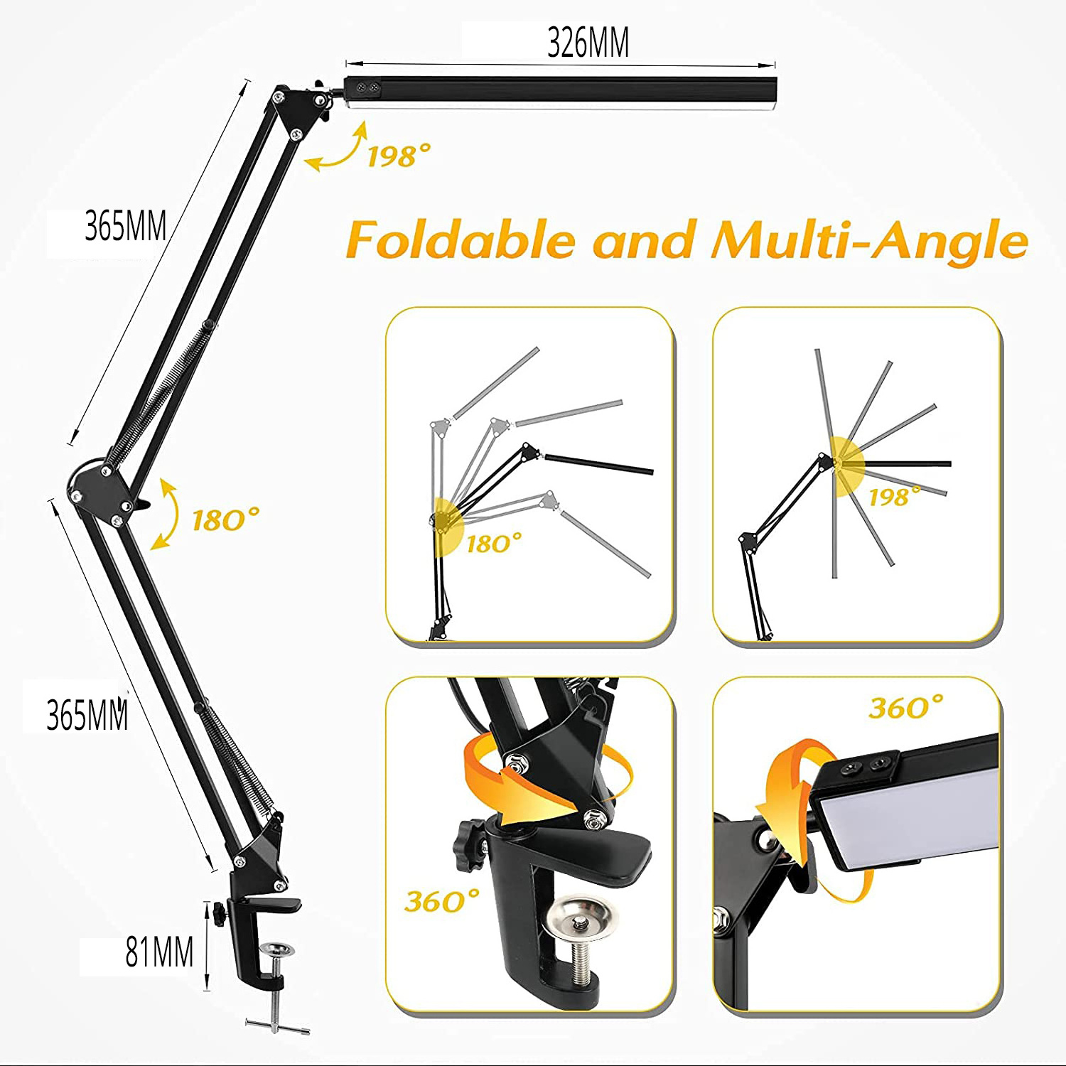 Hot Selling Minimalist Direction  Office Desk Study Reading Desk Lamp  Modern  Adjustable Swing Arm Folding Led Desk Lamp