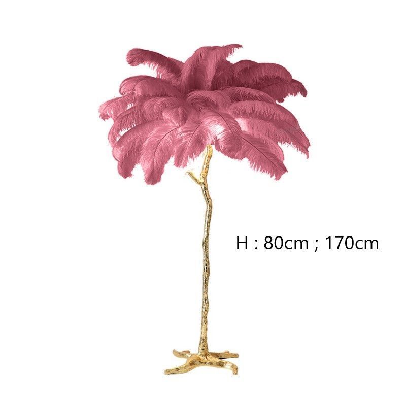 Luxury home living room decoration ostrich feather tree stand LED floor lamp