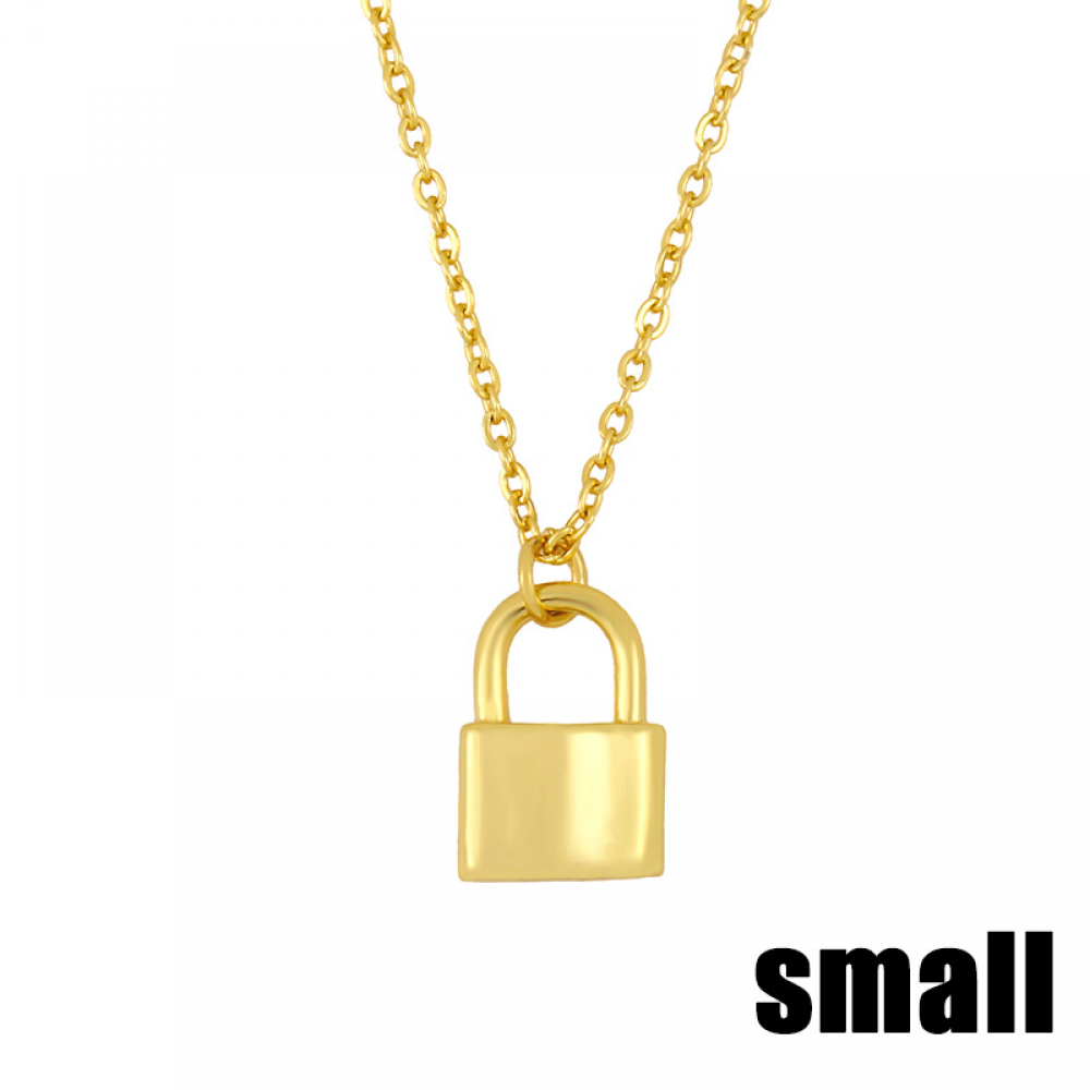 Fashion edelstahl schmuck tarnish free jewelry collares tiny lock 18k gold plated padlock pendant necklace