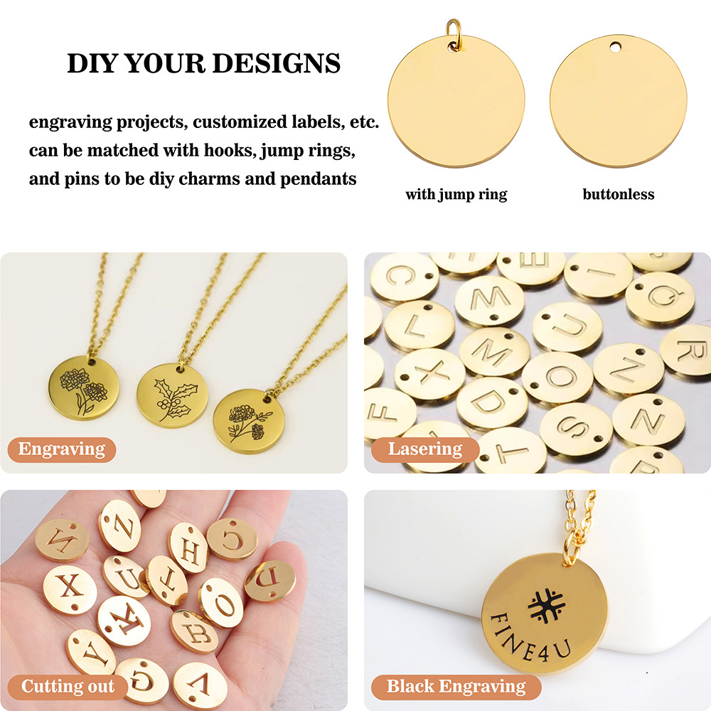 Wholesale Personalized Stainless Steel Jewelry Custom Name Logo Gold Plated Blank Pendant Engraved Necklace