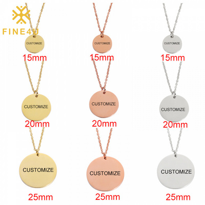 Wholesale Personalized Stainless Steel Jewelry Custom Name Logo Gold Plated Blank Pendant Engraved Necklace