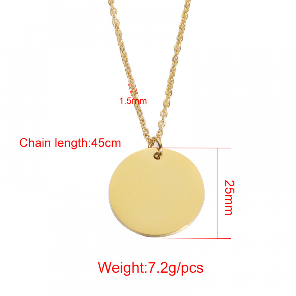 Wholesale Personalized Stainless Steel Jewelry Custom Name Logo Gold Plated Blank Pendant Engraved Necklace