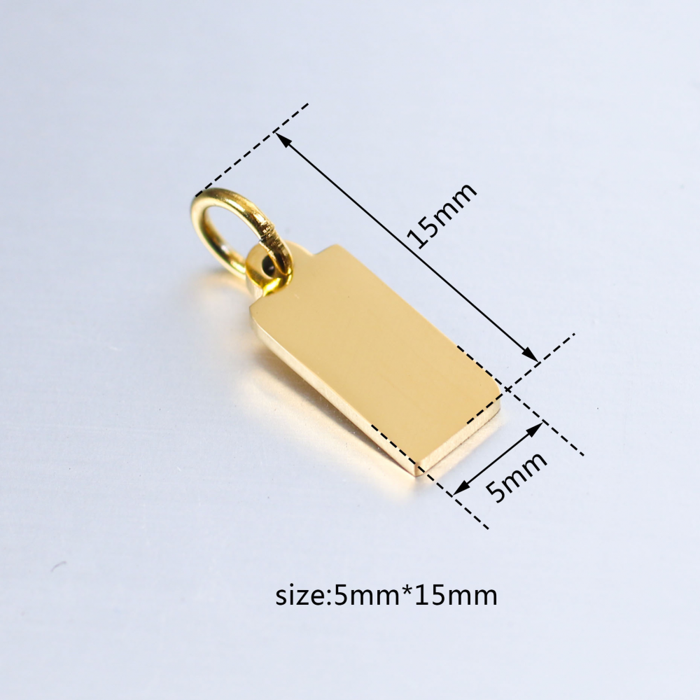 Wholesale Gold Plated Diy Brand Logo Stainless Steel Engravable Blank Custom Metal Charm Pendant