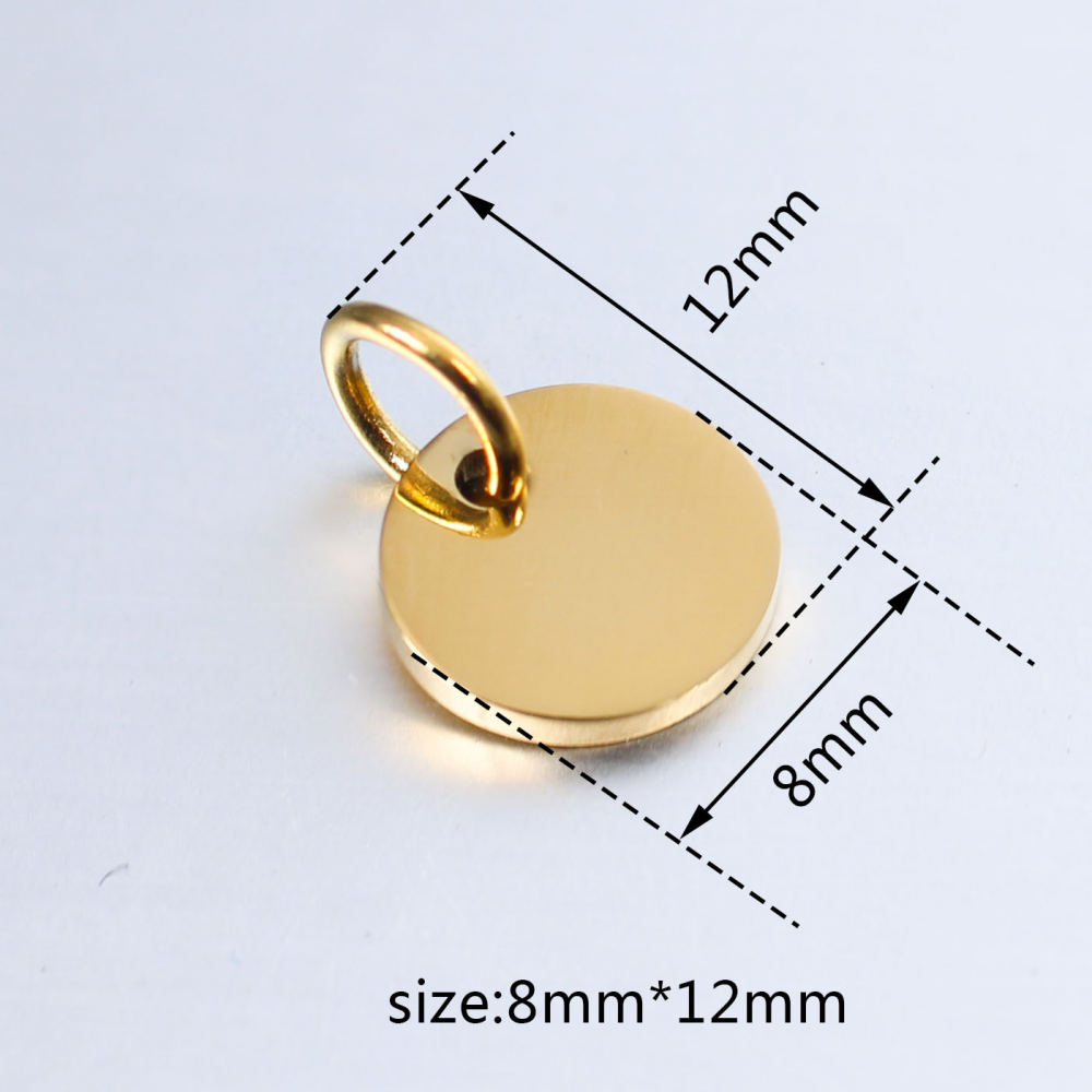 Wholesale Gold Plated Diy Brand Logo Stainless Steel Engravable Blank Custom Metal Charm Pendant