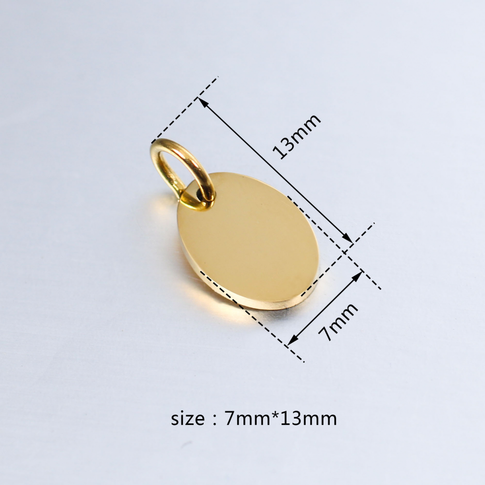 Wholesale Gold Plated Diy Brand Logo Stainless Steel Engravable Blank Custom Metal Charm Pendant