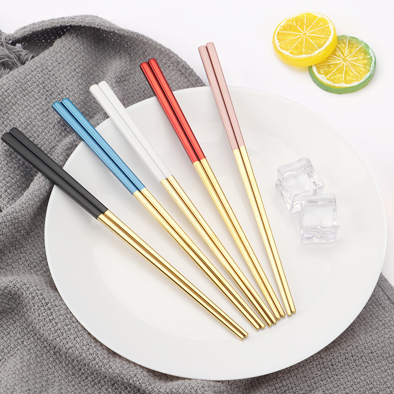 Korean 304 stainless steel chopsticks metal reusable titanium chopsticks with logo